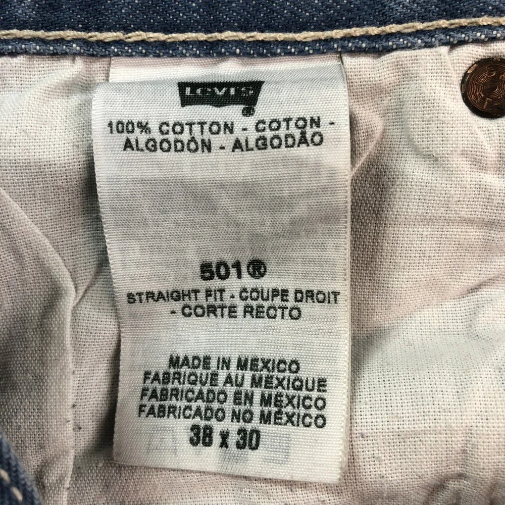 Levis Vintage 501XX Mens Jeans 38x30 (fits 36x28) Blue Medium Wash Straight Fit